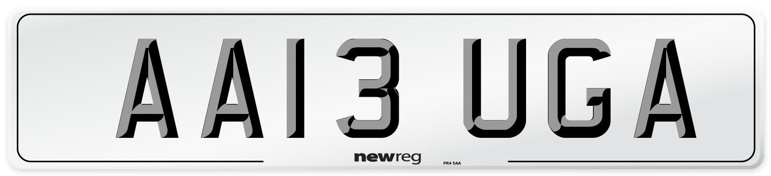 AA13 UGA Number Plate from New Reg